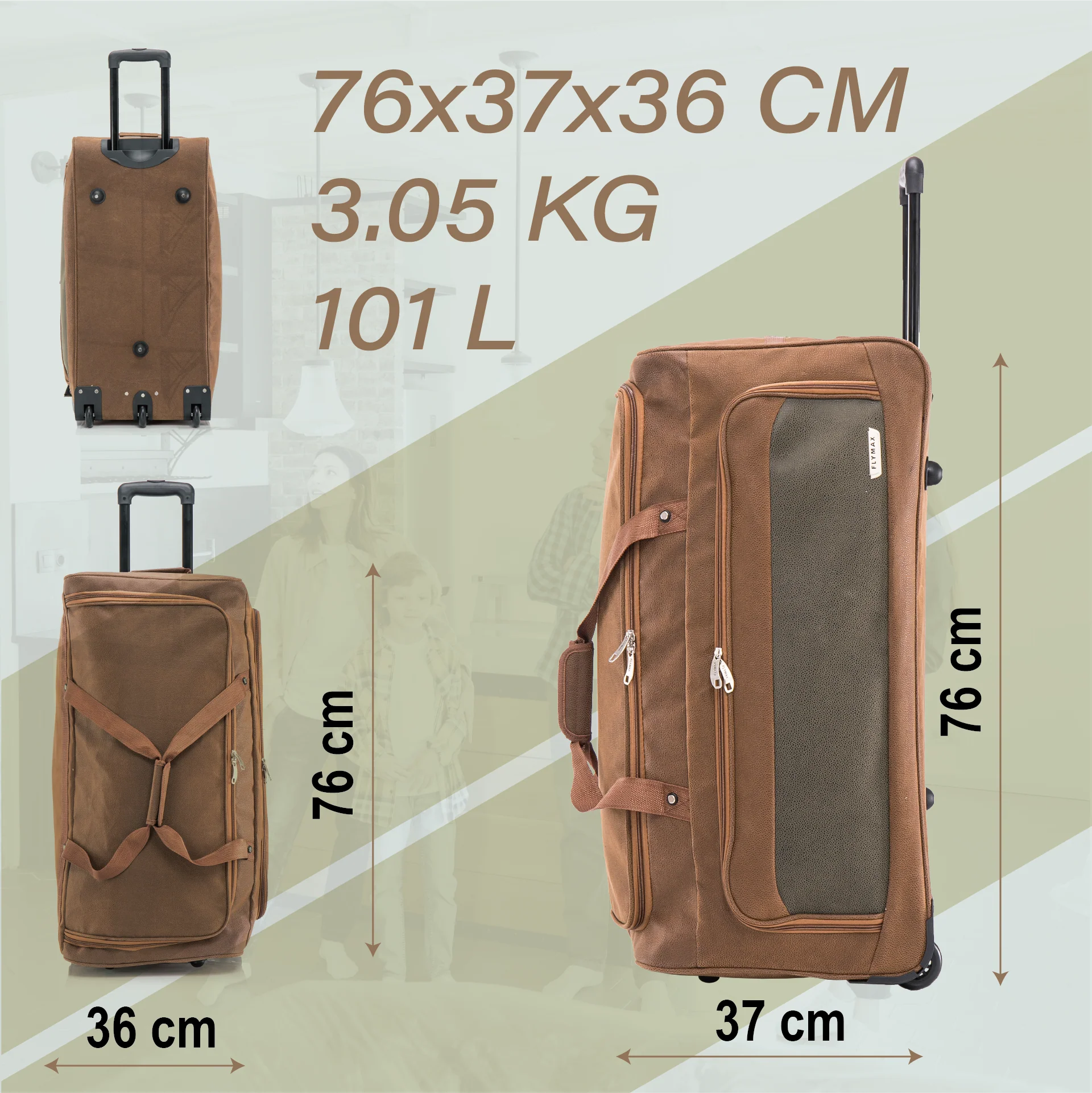 Sydney Stroller 30" Large Lightweight Travel wheeled Bag - 100L Capacity, Durable Faux Leather Baggage - Image 4