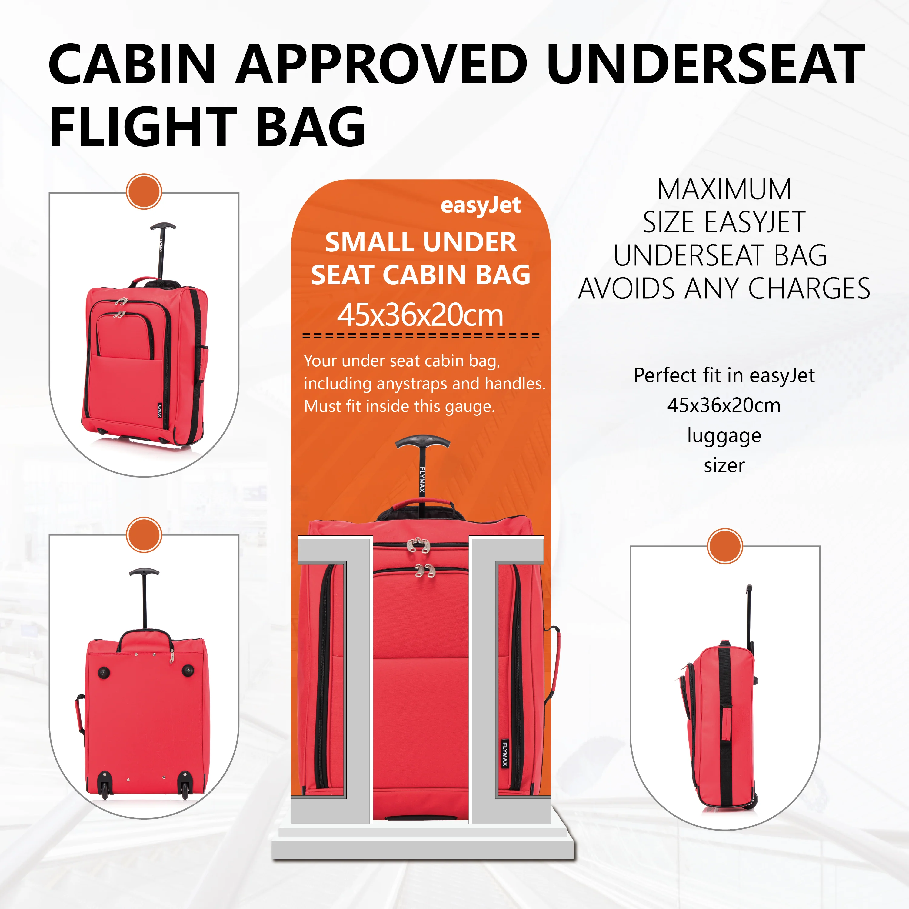 Flymax Sao Paulo Glide 45x36x20cm Ultra-Lightweight Cabin Luggage for EasyJet and Ryanair - Image 3