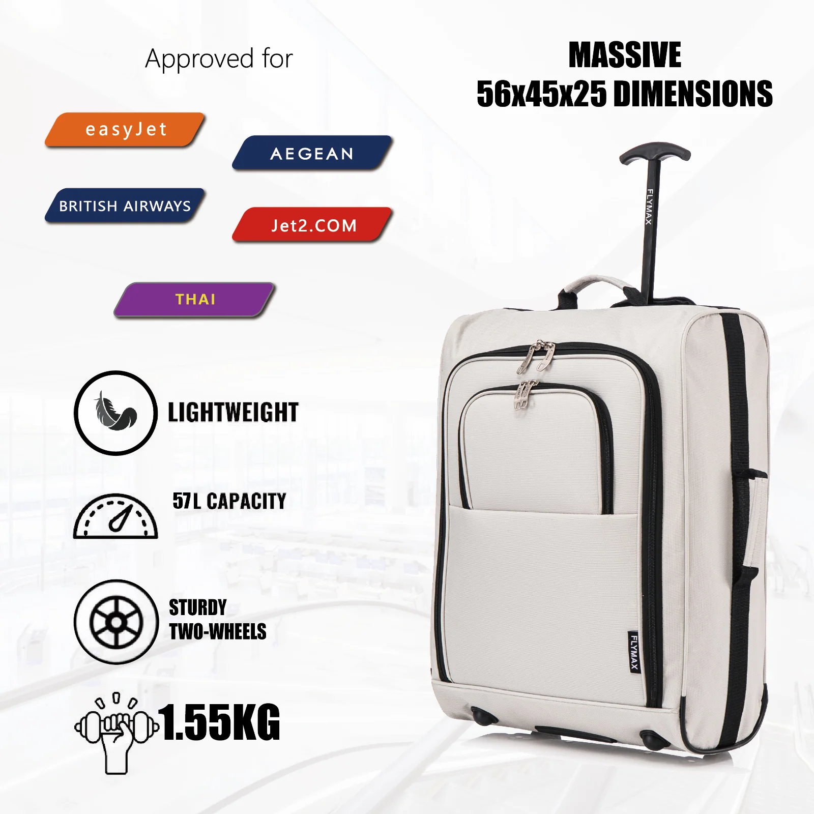 Flymax Sao Paulo Glide – Carry On Luggage 56x45x25cm (Fits BA Cabin Size) - Image 12