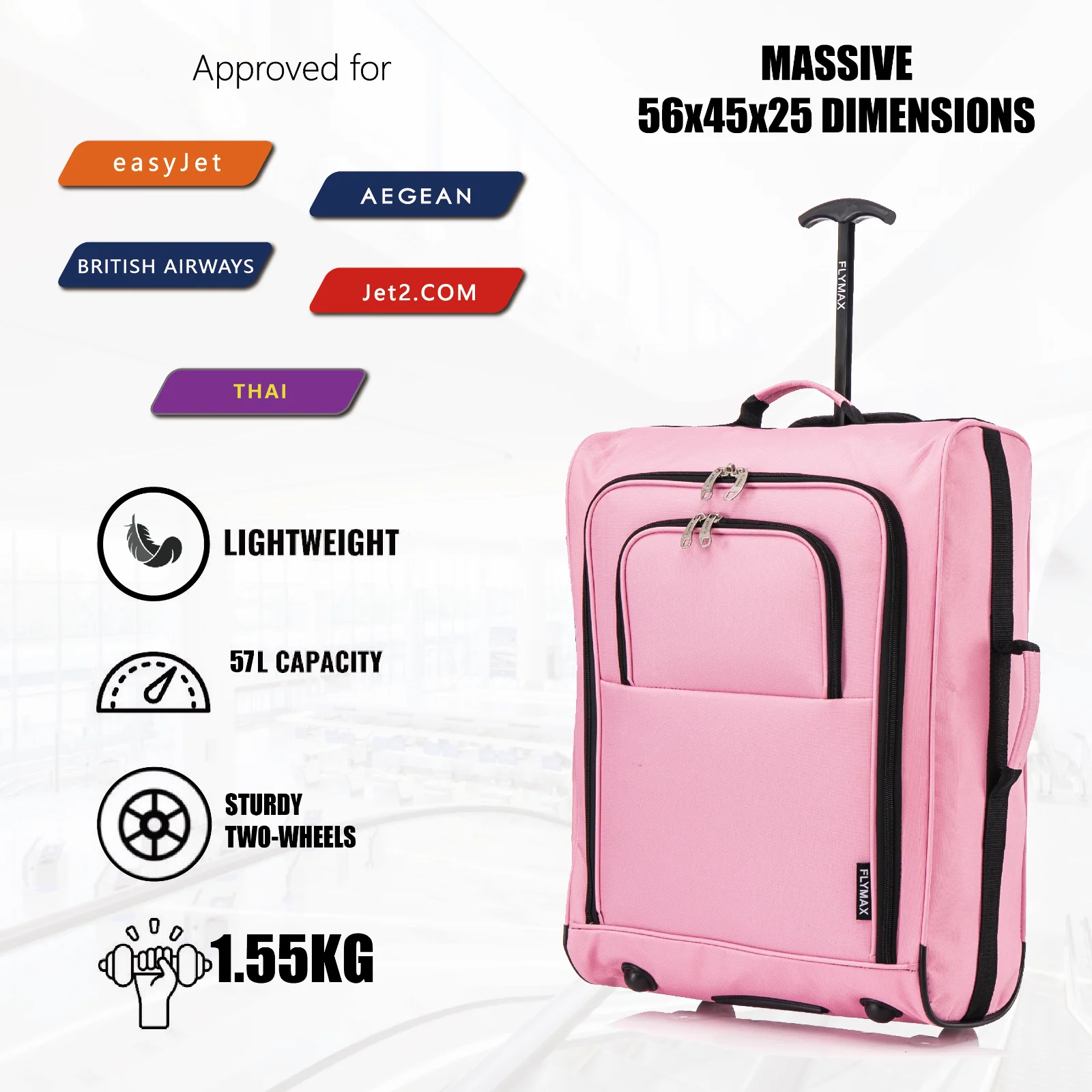 Flymax Sao Paulo Glide – Carry On Luggage 56x45x25cm (Fits BA Cabin Size) - Image 8