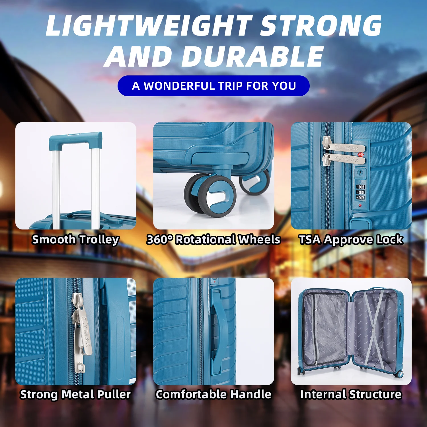 Flymax Dubai Volt 3-Piece Luggage Set – Lightweight, Durable, and Stylish Travel Companion - Image 3