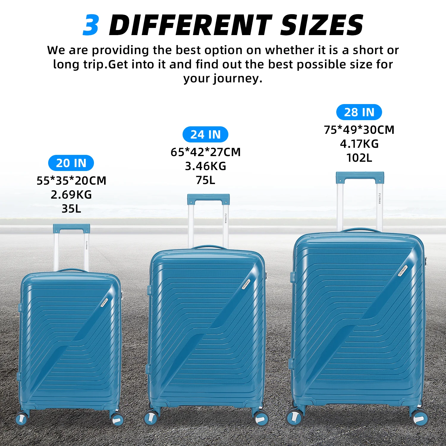 Flymax Dubai Volt 3-Piece Luggage Set – Lightweight, Durable, and Stylish Travel Companion - Image 4