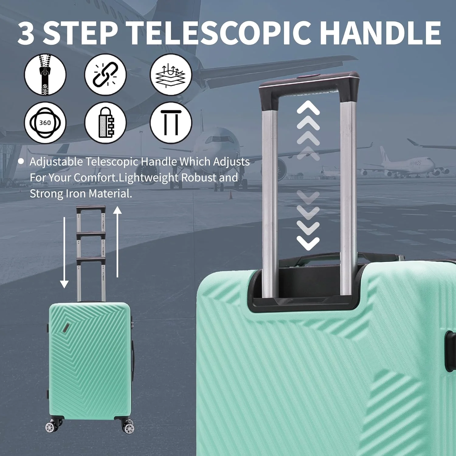 Flymax Mumbai Fortress Cabin Suitcase - 20" Lightweight Carry-On suitcase - Image 4